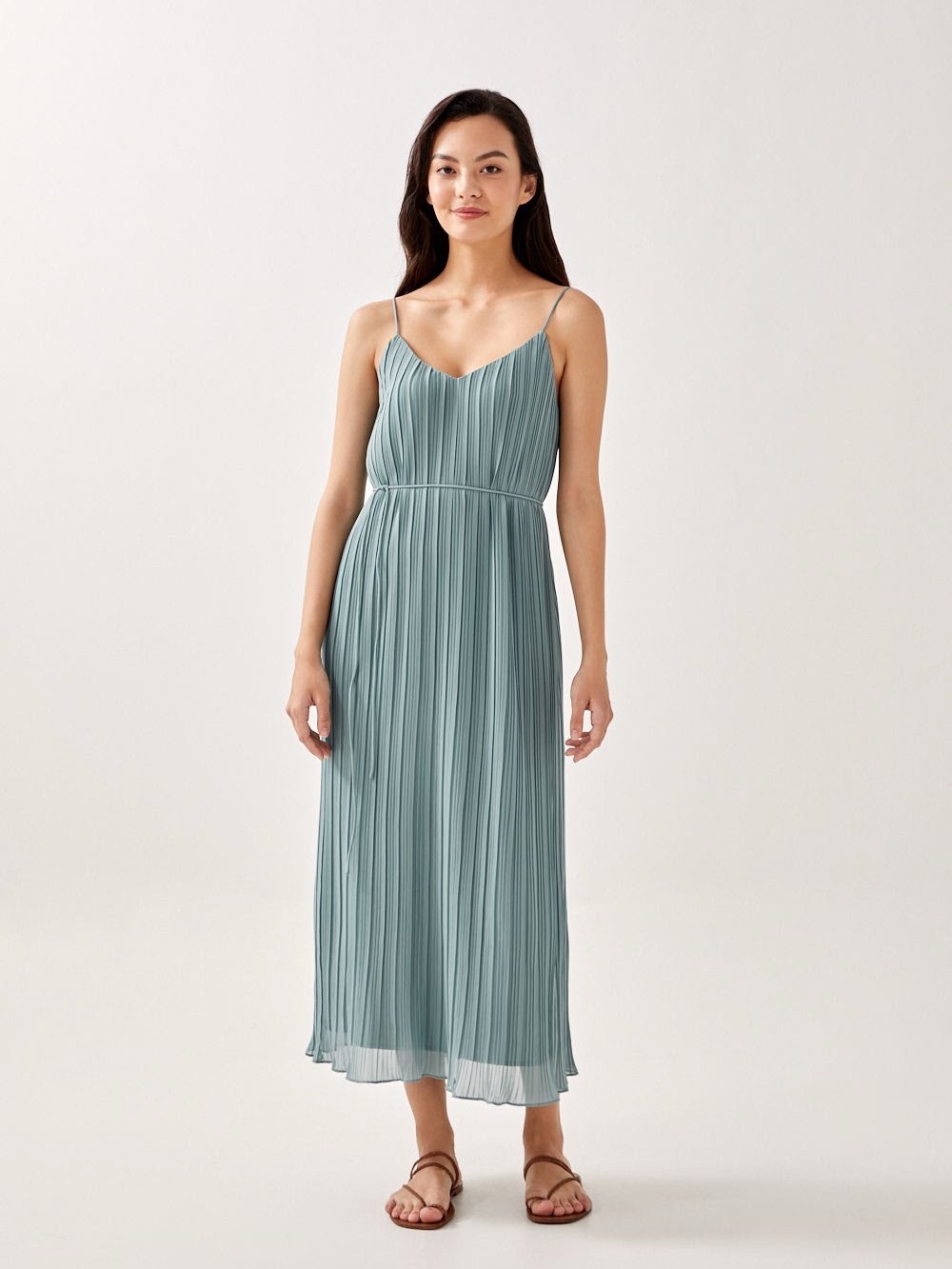 NWT Love Bonito Pleated Slip Midi Dress in Teal Blue Size S